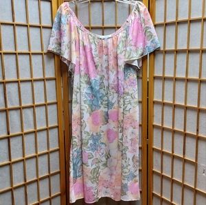 🌸 Collette Woman by Miss Elaine pastel floral cottagecore dress 3X or OS